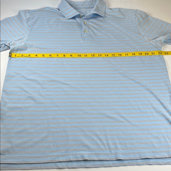 Peter Millar 100% Pima Cotton Light Blue Striped Polo Shirt Sz L - Picture 5 of 7